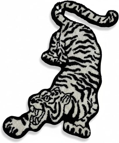 Tiger Rug (55x33in) – Tufted Rug for Living Room, Hypebeast Decor Carp Design, Soft Unique Area Rug for Home, Fun Decor Accent Mats (Black) in Saudi Arabia