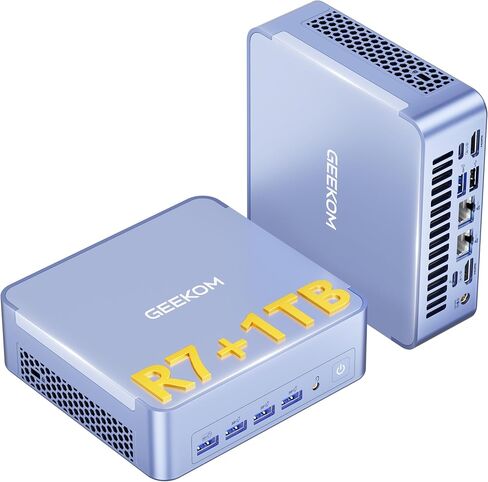 Geekom Mini PC Ax8 Max ، Dual 2.5g Lan Amd Ryzen 7 8745HS (حتى 4.9 جيجا هرتز ، 3 وضع) أجهزة كمبيوتر سطح المكتب ، Radeon 780M ، 32GB DDR5 5600MHz RAM 1TB PCI in Kuwait