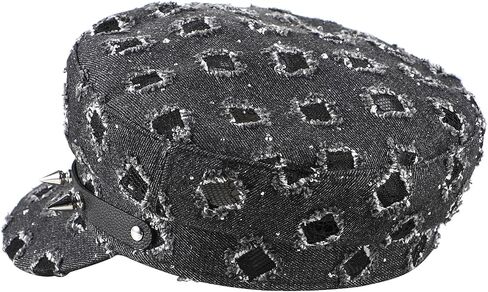 Distressed Newsboy Cap for Women Breathable Baker Cabbie Cap Denim Visor Beret Hat Retro Flat Cadet Hat in Kuwait