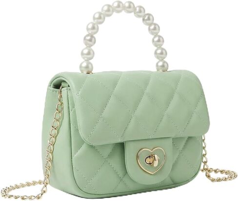 Handbag for Girl Kids Purse Princess Pearl Handle Crossbody Bag Girls Shoulder Bag with Heart Lock Fits Phone in Saudi Arabia