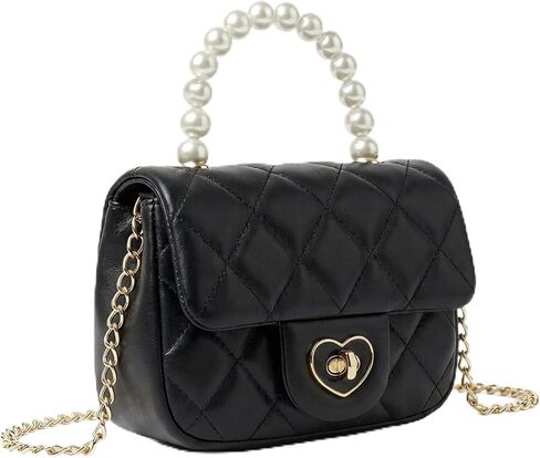 Handbag for Girl Kids Purse Princess Pearl Handle Crossbody Bag Girls Shoulder Bag with Heart Lock Fits Phone in Kuwait