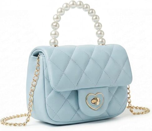 Handbag for Girl Kids Purse Princess Pearl Handle Crossbody Bag Girls Shoulder Bag with Heart Lock Fits Phone in Kuwait