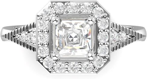 Metal Factory Sterling Silver 925 Princess Cut CZ Cubic Zirconia Halo Engagement Ring in Saudi Arabia