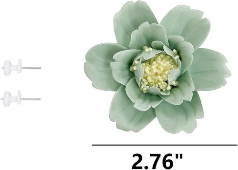 Peony, 2.76" Ceramic Flower Wall Art, Artificial Flower Wall Sculpture，Handcrafted 3D Hanging Porcelain Flowers ,3D Wall Hanging Decor ,Porcelain Flower Wall Décor for Home，Hallway，Kitchen，Office (Light Green) in Saudi Arabia