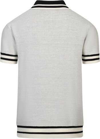 OXKNIT Men's Knit Short Sleeve Shirts Retro Knitted Polo Shirt Art Bird Pattern Beige Cotton Polo with Quarter Button in Saudi Arabia