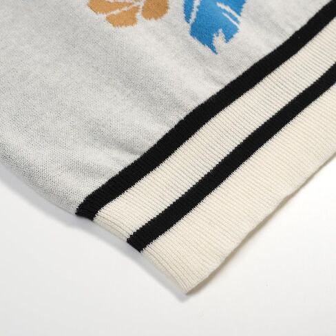 OXKNIT Men's Knit Short Sleeve Shirts Retro Knitted Polo Shirt Art Bird Pattern Beige Cotton Polo with Quarter Button in Saudi Arabia