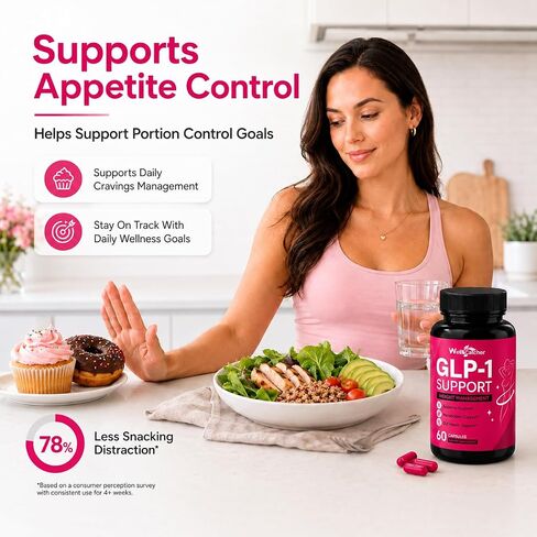 GLP-1 Support Supplement for Women Men, Weight Management Capsules with Berberine, L-Glutamine, 5-HTP & Saffron, Appetite Cravings Metabolism Gut Health Support, 60 Capsules in Saudi Arabia