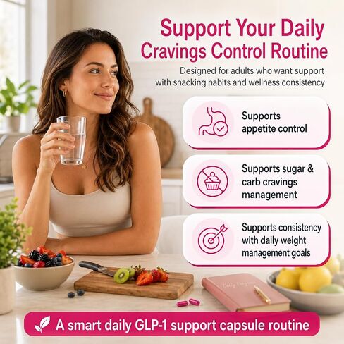 GLP-1 Support Supplement for Women Men, Weight Management Capsules with Berberine, L-Glutamine, 5-HTP & Saffron, Appetite Cravings Metabolism Gut Health Support, 60 Capsules in Saudi Arabia