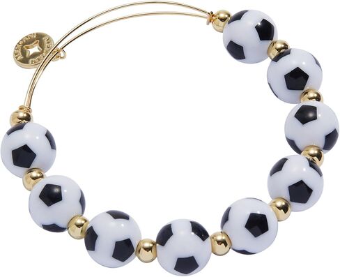Alex and Ani Soccer مطرز EWB كبير الحجم | خرز كرة قدم 12 ملم | سوار مطرز للنساء | سوار قابل للتعديل | مجوهرات كرة القدم للنساء in Kuwait