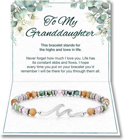IEFLIFE Gifts for Women Girls - 14K White Plated Wave Bracelet for Women Her, Graduation Birthday Gifts for Daughter Granddaughter, Beaded Bracelet Gift for Mom Friend in Saudi Arabia