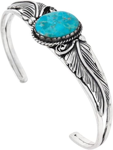 Turquoise Bracelet Sterling Silver 925 Genuine Turquoise Cuff Bracelet in Kuwait
