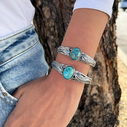 Turquoise Bracelet Sterling Silver 925 Genuine Turquoise Cuff Bracelet in Kuwait