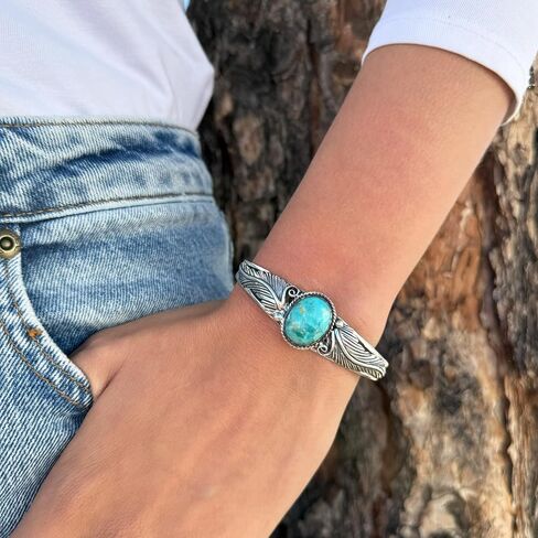 Turquoise Bracelet Sterling Silver 925 Genuine Turquoise Cuff Bracelet in Kuwait