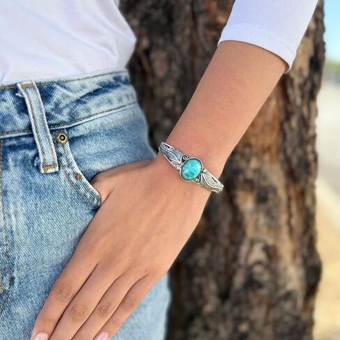 Turquoise Bracelet Sterling Silver 925 Genuine Turquoise Cuff Bracelet in Kuwait