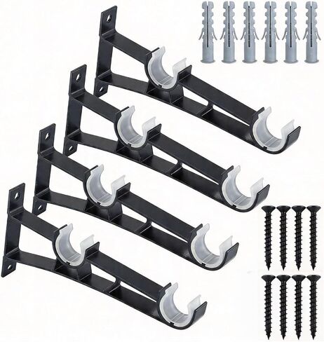 Heavy Duty Over Blinds Curtain Rod Brackets, 4 Pack Adjustable Metal Window Curtain Bracket Holders, No Drill, Secure Mounting for Horizontal/Vertical Blinds in Saudi Arabia