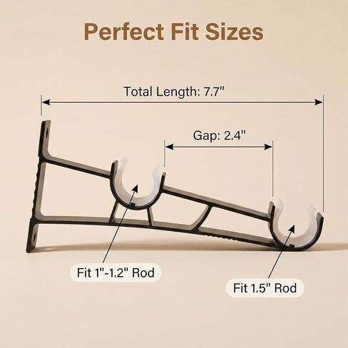 Heavy Duty Over Blinds Curtain Rod Brackets, 4 Pack Adjustable Metal Window Curtain Bracket Holders, No Drill, Secure Mounting for Horizontal/Vertical Blinds in Saudi Arabia