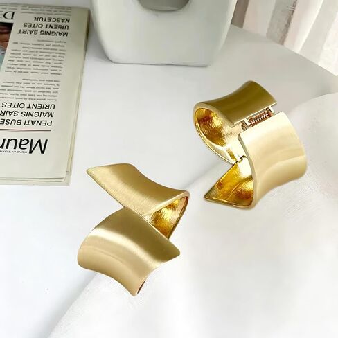 2 Pack Gold Curtain Tiebacks for Living Room, Metal Curtain Holdbacks with Matte Smooth Finish, Open and Close Design for Medium to Thick Curtains, Modern Window Hardware, Brushed Gold in Saudi Arabia