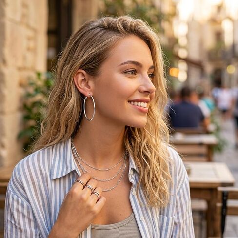 10 Pairs Silver and Gold Hoop Earrings, Stainless Steel Hoop Earrings, Lightweight Dangle Earring Set Big Thin Jewelry for Women (20/30/40/50/60 mm) in Saudi Arabia