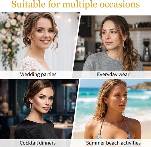 10 Pairs Silver and Gold Hoop Earrings, Stainless Steel Hoop Earrings, Lightweight Dangle Earring Set Big Thin Jewelry for Women (20/30/40/50/60 mm) in Saudi Arabia