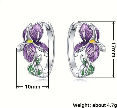 Charming Purple Flower Hoop Earrings for Women Handmade Enamel Accessories in Kuwait