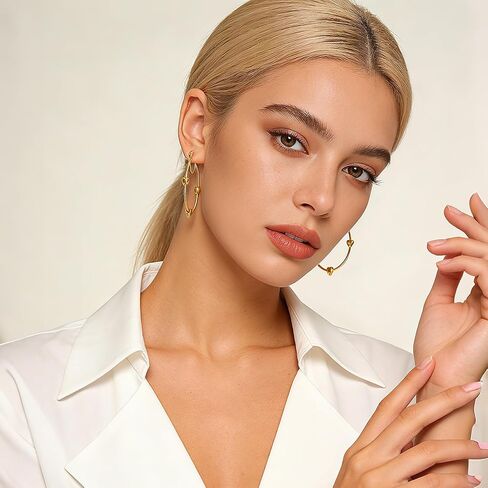 14K Gold Plated Heart Hoop Earrings for Women, Large 40mm Chunky Gold Hoops Lightweight Hypoallergenic Earrings for Sensitive Ears, Cute Trendy Jewelry in Saudi Arabia