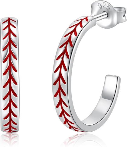 Sterling Silver Baseball Earrings Sports 925 Baseball Hoop Earrings Jewelry Gifts for Women Ball Player Team Lovers in Saudi Arabia