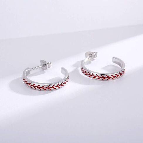 Sterling Silver Baseball Earrings Sports 925 Baseball Hoop Earrings Jewelry Gifts for Women Ball Player Team Lovers in Saudi Arabia