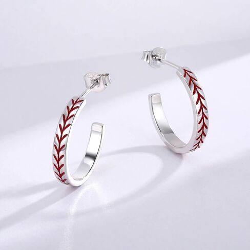 Sterling Silver Baseball Earrings Sports 925 Baseball Hoop Earrings Jewelry Gifts for Women Ball Player Team Lovers in Saudi Arabia