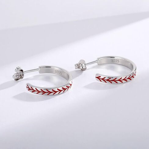 Sterling Silver Baseball Earrings Sports 925 Baseball Hoop Earrings Jewelry Gifts for Women Ball Player Team Lovers in Saudi Arabia