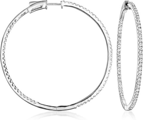 Ross-Simons 2.00 ct. t.w. Diamond Inside-Outside Hoop Earrings in Sterling Silver in Kuwait