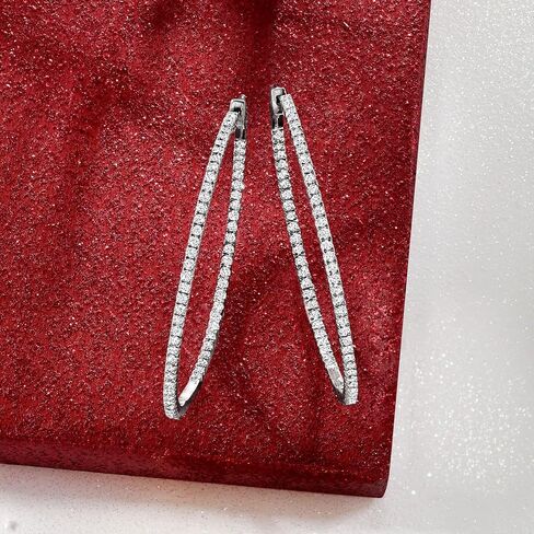 Ross-Simons 2.00 ct. t.w. Diamond Inside-Outside Hoop Earrings in Sterling Silver in Kuwait