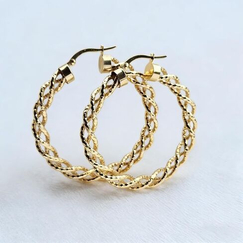 Vintage Copper Material Hollow Out Fully Twisted Hoop Earrings Fine Jewelry in Kuwait