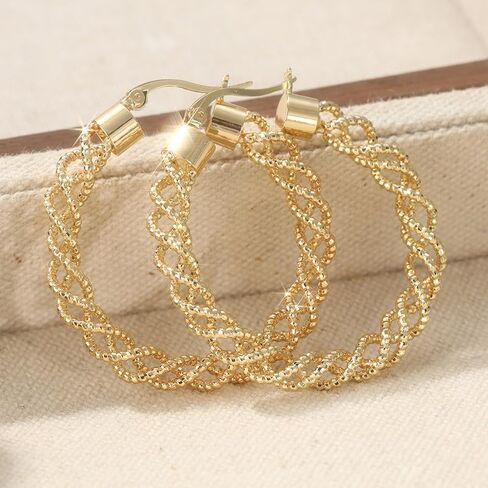 Vintage Copper Material Hollow Out Fully Twisted Hoop Earrings Fine Jewelry in Kuwait