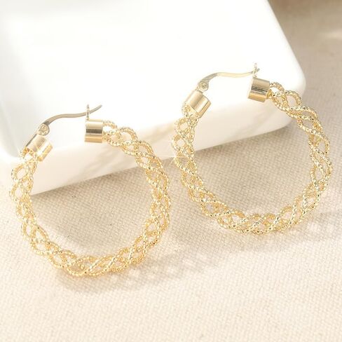 Vintage Copper Material Hollow Out Fully Twisted Hoop Earrings Fine Jewelry in Kuwait