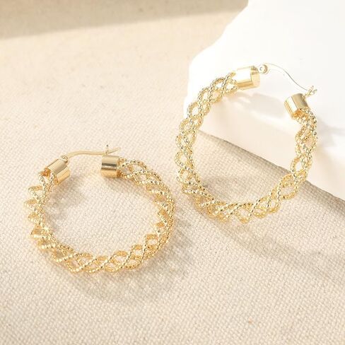 Vintage Copper Material Hollow Out Fully Twisted Hoop Earrings Fine Jewelry in Kuwait
