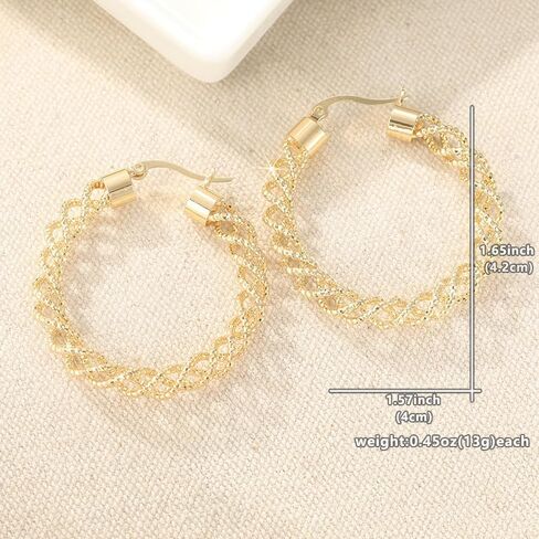 Vintage Copper Material Hollow Out Fully Twisted Hoop Earrings Fine Jewelry in Kuwait