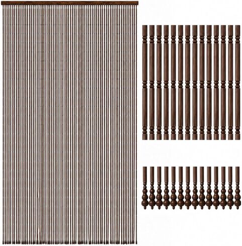 59 Strands Heavy-duty Bamboo Beaded Curtain for Doorways, Handmade Divider for Closet, Hallway, High-Density Natural Boho Rustic Decor Privacy, Gourd Pendants, Tangle-free , 36" x 79" (Yellow) in Saudi Arabia