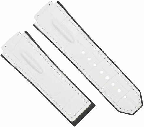 Ewatchparts 25mm Leather Rubber Strap Compatible With 44-45mm Hublot Big Bang Ceramic Fusion White in Saudi Arabia