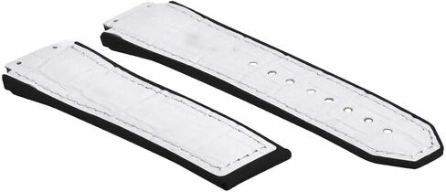 Ewatchparts 25mm Leather Rubber Strap Compatible With 44-45mm Hublot Big Bang Ceramic Fusion White in Saudi Arabia