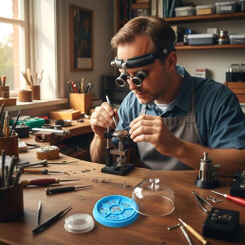 Watch Movement Dust Cover Watch Storage BoxWatch Parts Tray 5 Slots Watchmaking Tools Tray Storage Box Repair Spares Kit for Crafts Screw Component Hardware Parts with 3 Small Tools in Saudi Arabia