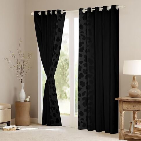 Feelyou Leopard Blackout Curtains (2 Panels, 38 x 54 Inch) Cheetah Print Curtains for Bedroom Living Room Children Black Wild Animal Darkening Dreapes Safari Window Treatments in Saudi Arabia