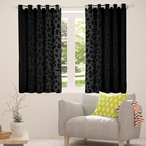 Feelyou Leopard Blackout Curtains (2 Panels, 38 x 54 Inch) Cheetah Print Curtains for Bedroom Living Room Children Black Wild Animal Darkening Dreapes Safari Window Treatments in Saudi Arabia