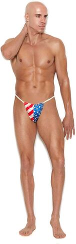 Mens USA Patriotic Stars and Striped G-string Pouch Thong Underwear Bottom in Saudi Arabia
