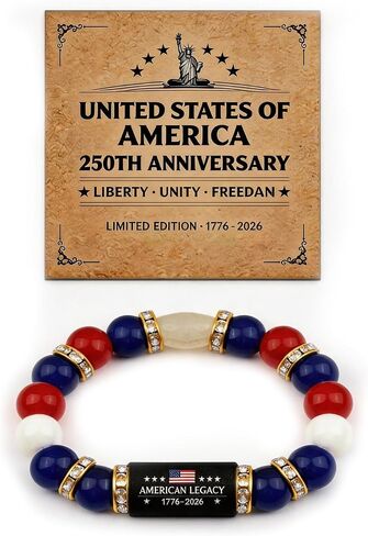 250th Anniversary Liberty USA Patriotic Bracelet for Women Men 4th of July Bracelets Red White Blue Beaded Bracelets Independence Day Accessories USA 250 Freedom Legacy Bracelet(1776-2026) Statement Gift Jewelry in Saudi Arabia