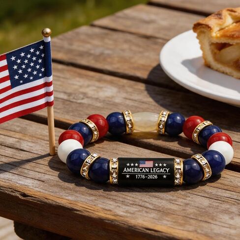 250th Anniversary Liberty USA Patriotic Bracelet for Women Men 4th of July Bracelets Red White Blue Beaded Bracelets Independence Day Accessories USA 250 Freedom Legacy Bracelet(1776-2026) Statement Gift Jewelry in Saudi Arabia