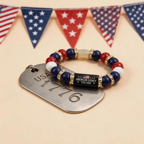 250th Anniversary Liberty USA Patriotic Bracelet for Women Men 4th of July Bracelets Red White Blue Beaded Bracelets Independence Day Accessories USA 250 Freedom Legacy Bracelet(1776-2026) Statement Gift Jewelry in Saudi Arabia