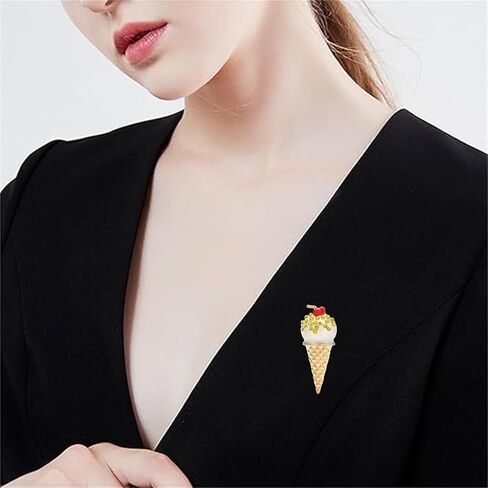 Ice Cream Brooches for Women Ladies Trendy Creative Cute Ice Cream Enamel Brooch Lapel Pins Clothes Decorations Fashion Jewelry Gifts Accessories in Kuwait