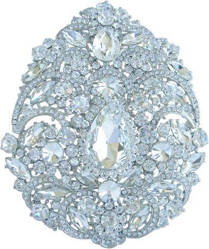 Gorgeous 4.92" Large Teardrop Brooch Pin Pendant Austrian Crystal BZ4045B in Saudi Arabia