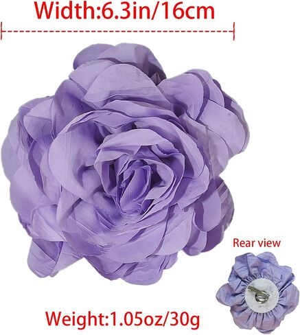 6.3IN/16CM Flower Brooch,Flower Brooch Pin Hair Clips Large Vintage Brooches and Pins for Women in Kuwait