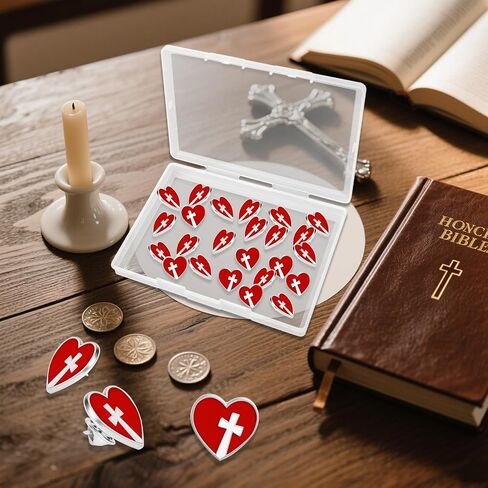 60 Pcs Religious Sacred Heart of Jesus Pins Bulk Enamel Lapel Pins Christian Cross Red Heart Brooch for School Sunday Church Funeral Clergy Appreciation Gift in Saudi Arabia